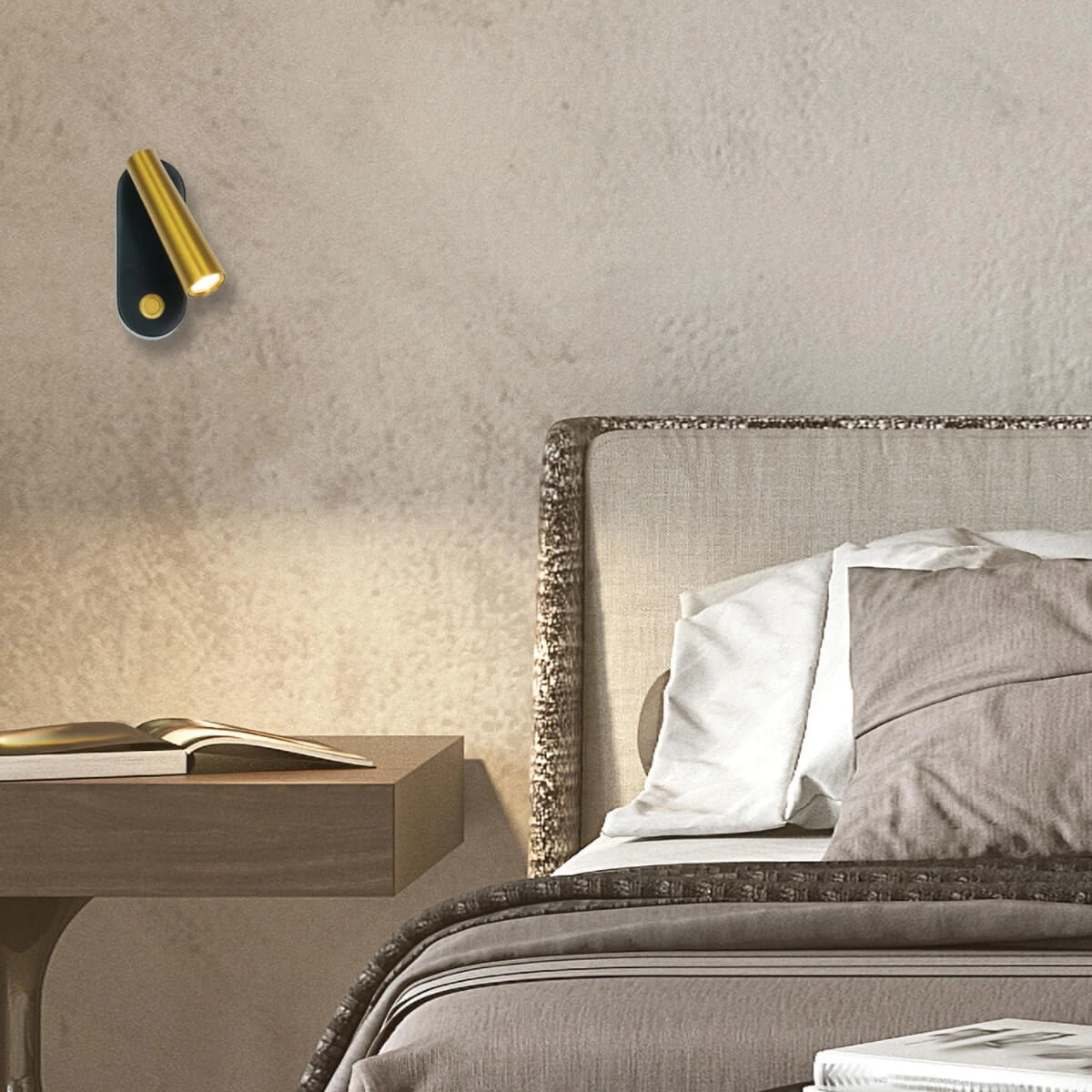 Matt Black & Gold LED Wall Spotlight
