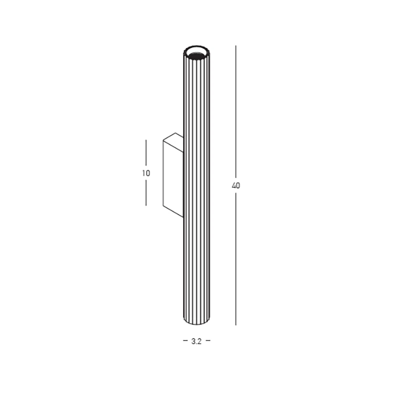 Ribbed LED Wall Light, Matt Black, 40cm