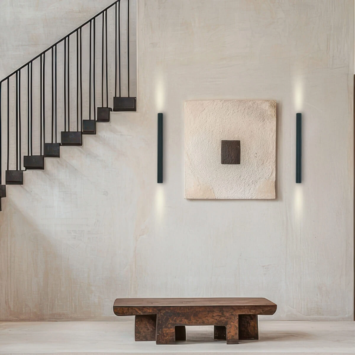 Ribbed LED Wall Light, Matt Black, 40cm
