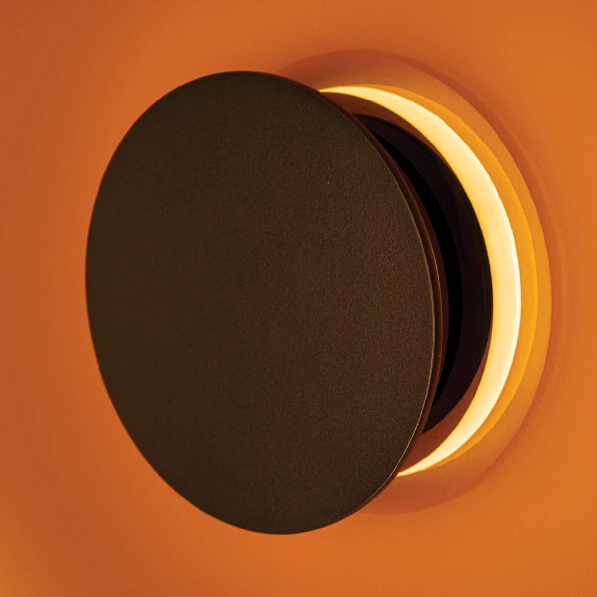 Round Tawny Glass LED Wall Light, Sandy Black