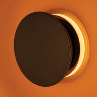 Round Tawny Glass LED Wall Light, Sandy Black - Image 3