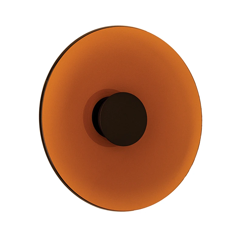 Round Tawny Glass LED Wall Light, Sandy Black