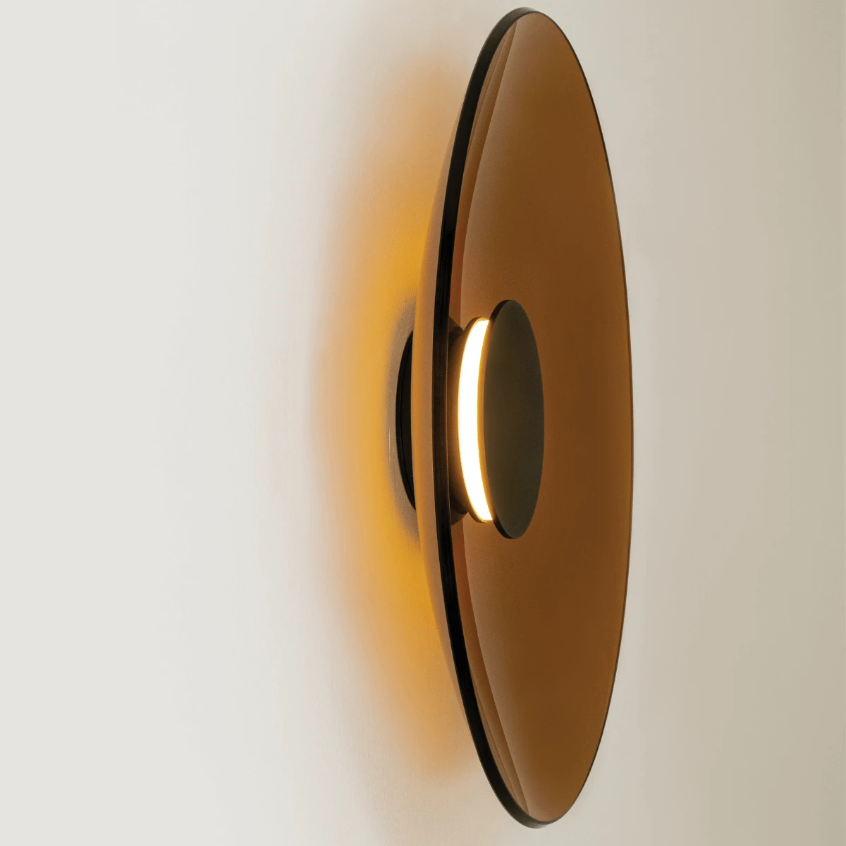 Round Tawny Glass LED Wall Light, Sandy Black