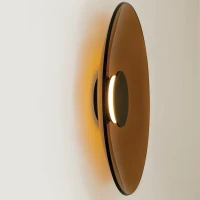 Round Tawny Glass LED Wall Light, Sandy Black - Image 1
