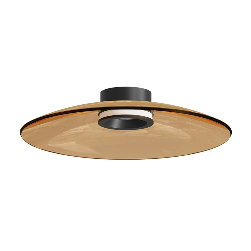 LED Lubinis Šviestuvas 30W 2700K, Matinis Juodas Aliuminis, Rusvas Stiklas