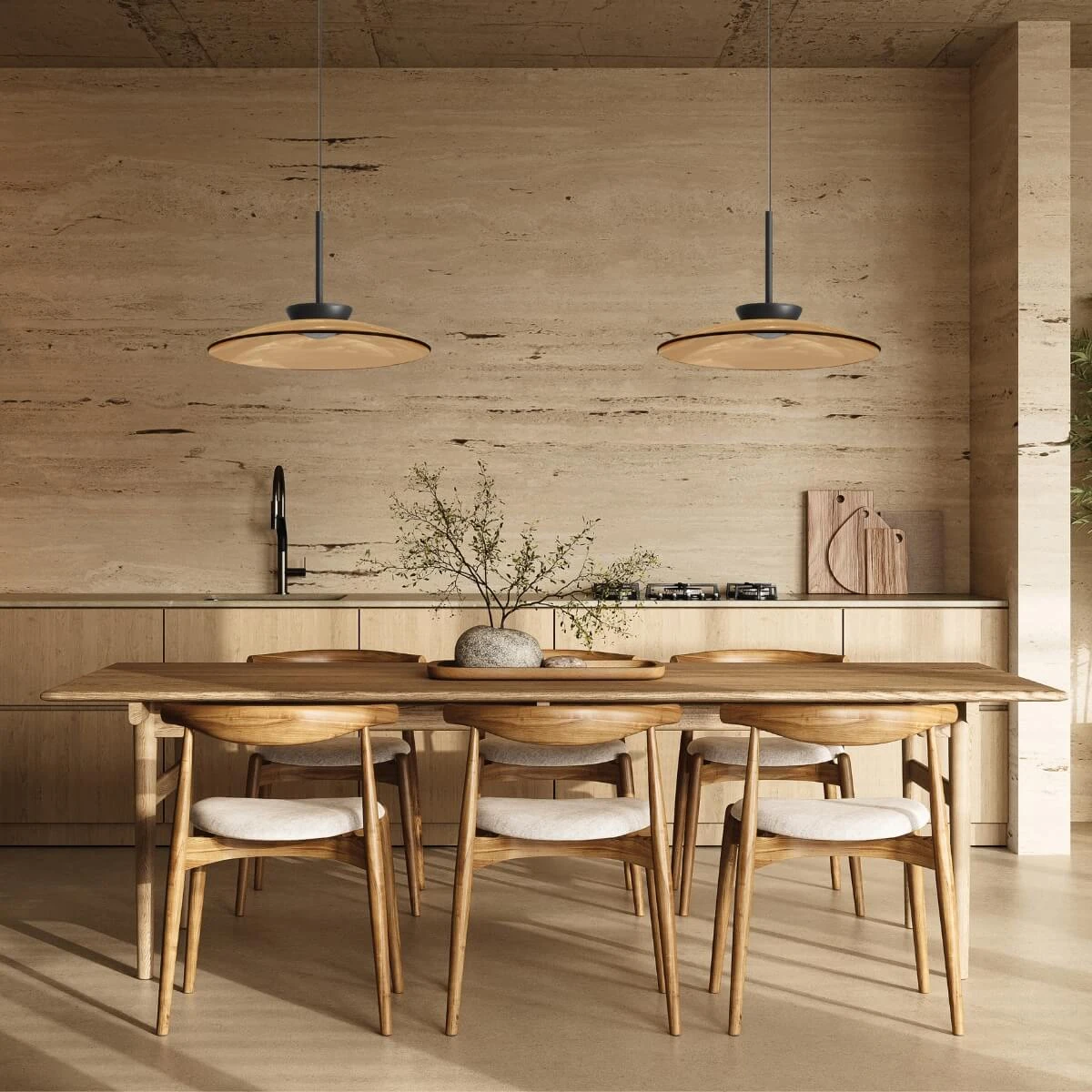 LED pakabinamas šviestuvas | Juodas matinis ir rusvas stiklas
