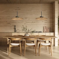 LED pakabinamas šviestuvas | Juodas matinis ir rusvas stiklas - Nuotrauka 1