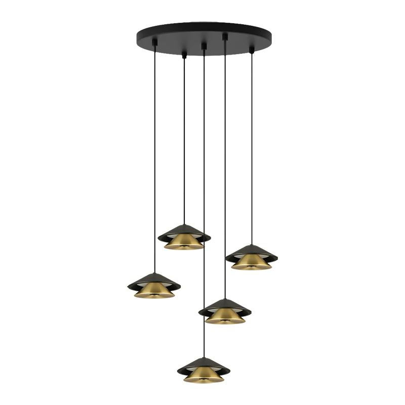 Brushed Gold 5-Light LED Pendant