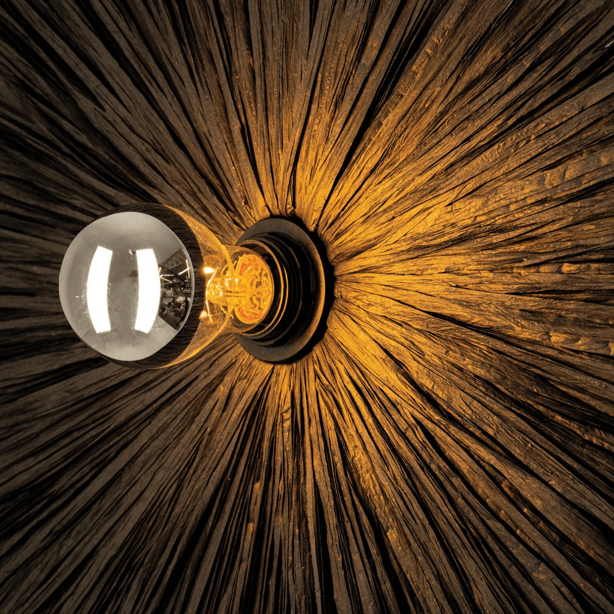 Black Rattan Wall Sconce, Ø25 cm, E27