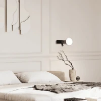 Modernus LED Sieninis Šviestuvas su Skaitymo Lempa ir Opaliniu Gaubliu, Juodas 3000K - Nuotrauka 3