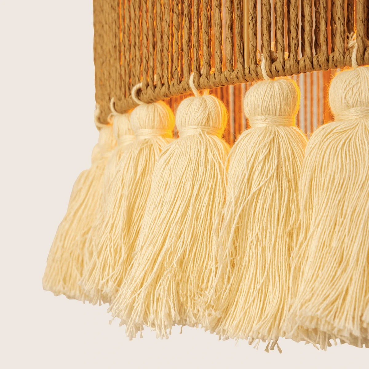 Boho Paper Rope Tassel Pendant Light