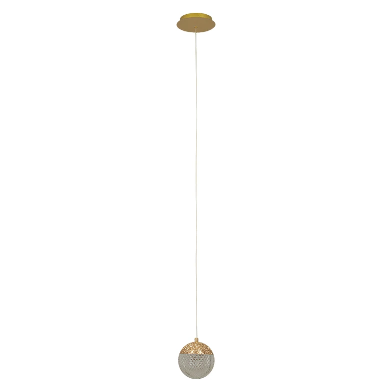 Gold Faceted Sphere LED Pendant Light