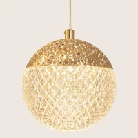 Gold Faceted Sphere LED Pendant Light - Image 2
