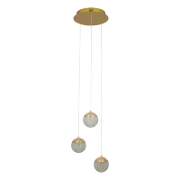 Gold 3-Light LED Pendant with Crystal Effect - Image 2