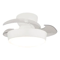 Baltas lubinis ventiliatorius su ištraukiamais mentelėmis ir CCT LED šviesa 20W - Nuotrauka 2