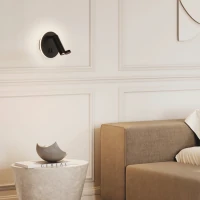 Black LED Wall Lamp with Reading Spot and USB Ports - Image 1