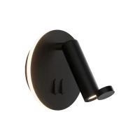 Black LED Wall Lamp with Reading Spot and USB Ports - Image 2