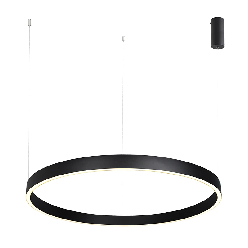 Black Linear LED Pendant Light 80cm, 3000K Dimmable