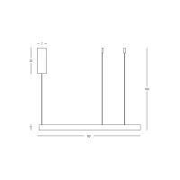 Šlifuoto rudo atspalvio linijinis LED pakabinamas šviestuvas 80cm - Nuotrauka 2