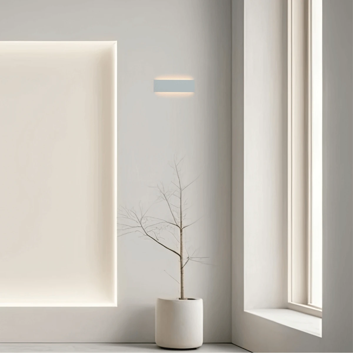 White Rectangular LED Wall Light, 30x8 cm, 3000K