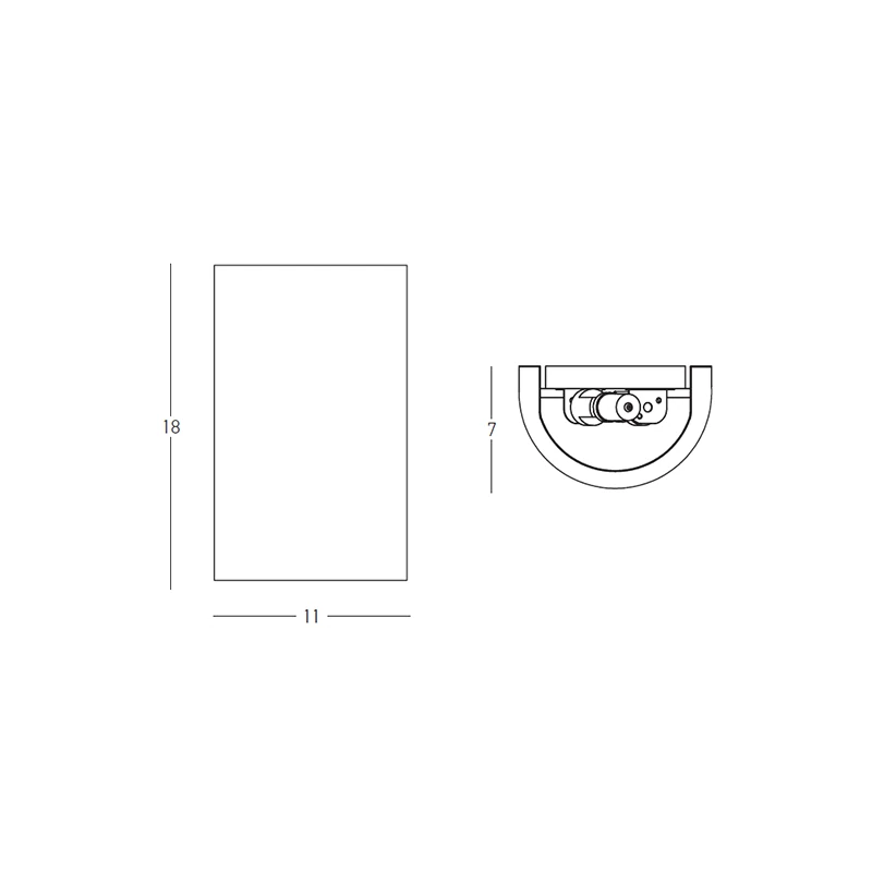 Curved Concrete Up/Down Wall Light, 11x18 cm
