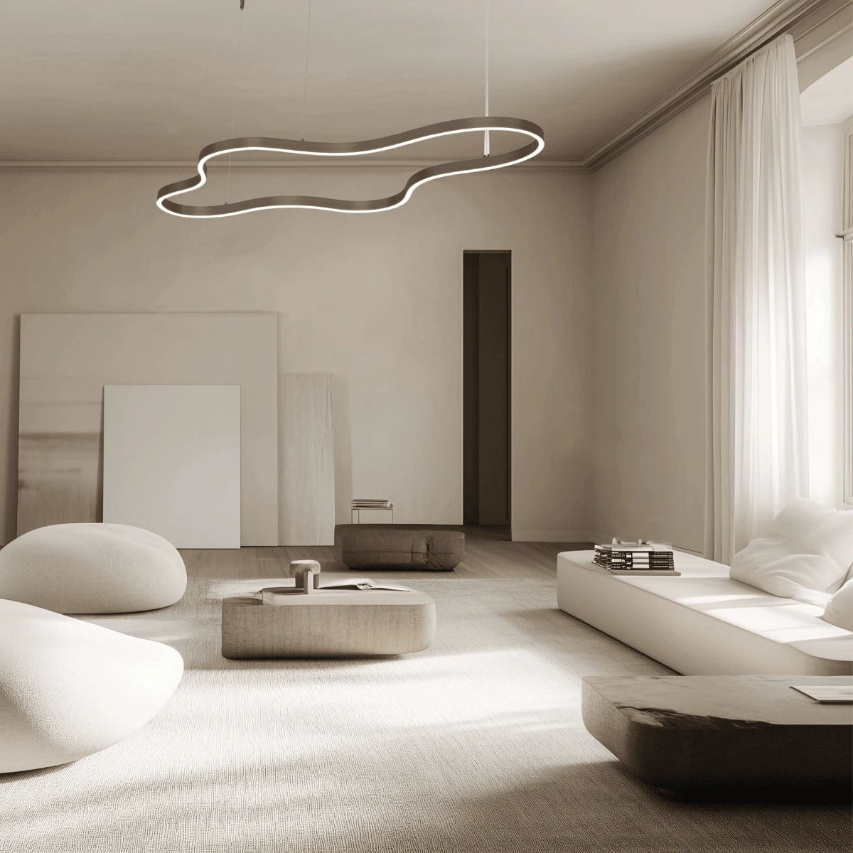 Organic Wave Dimmable LED Pendant Light, Brushed Coffee