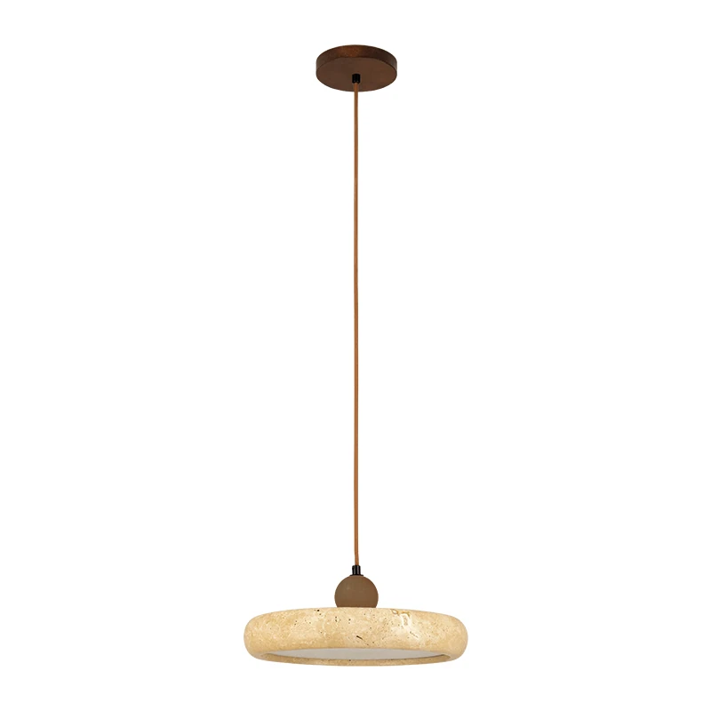 Natural Stone LED Pendant Light with Brown Accent