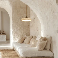 Natural Stone LED Pendant Light with Brown Accent - Image 1