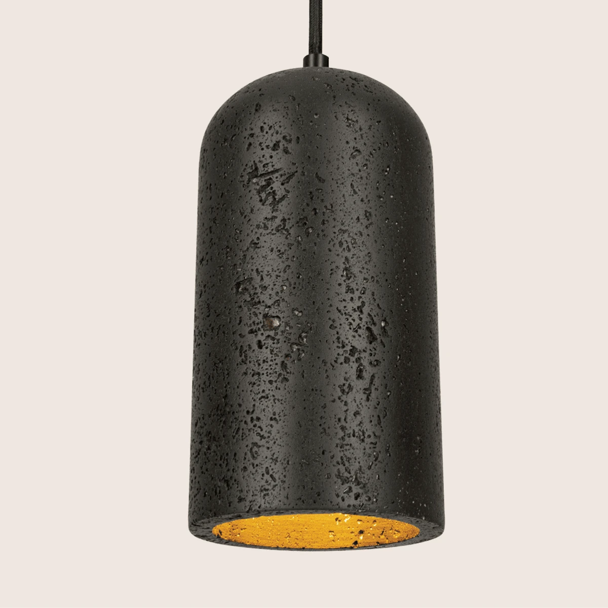Textured Black Stone Pendant Light