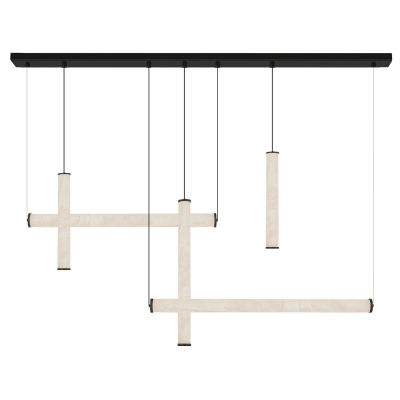 Alabaster & Metal Geometric LED Pendant Light, Dimmable 86W