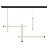 Alabaster & Metal Geometric LED Pendant Light, Dimmable 86W - Image 2