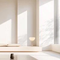 Sculptural Beige Table Lamp - Image 1