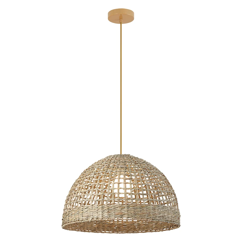 Beige Woven Dome Pendant Light, 50 cm