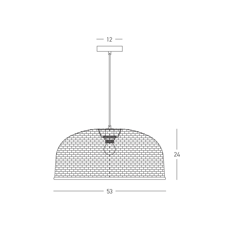 Woven Rattan Dome Pendant Light, 53 cm