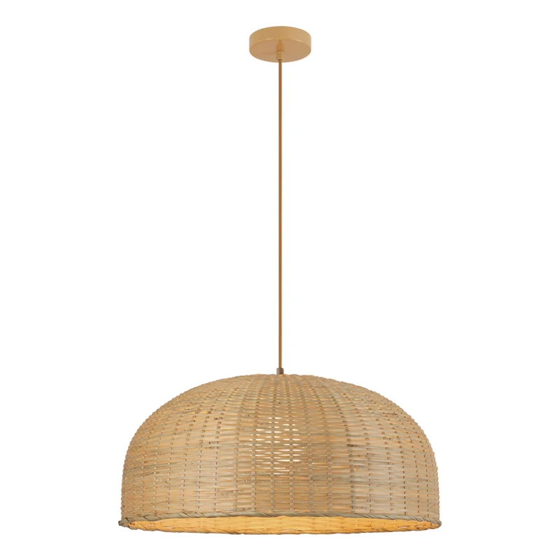 Woven Rattan Dome Pendant Light, 53 cm