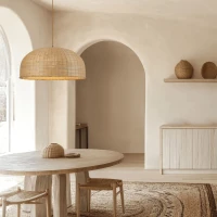 Woven Rattan Dome Pendant Light, 53 cm - Image 1