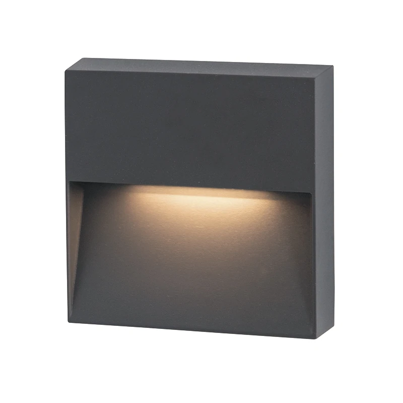 LED lauko laiptų šviestuvas 7W 3000K IP65 grafito spalvos, 5x16x16 cm, Sieninis, 7W
