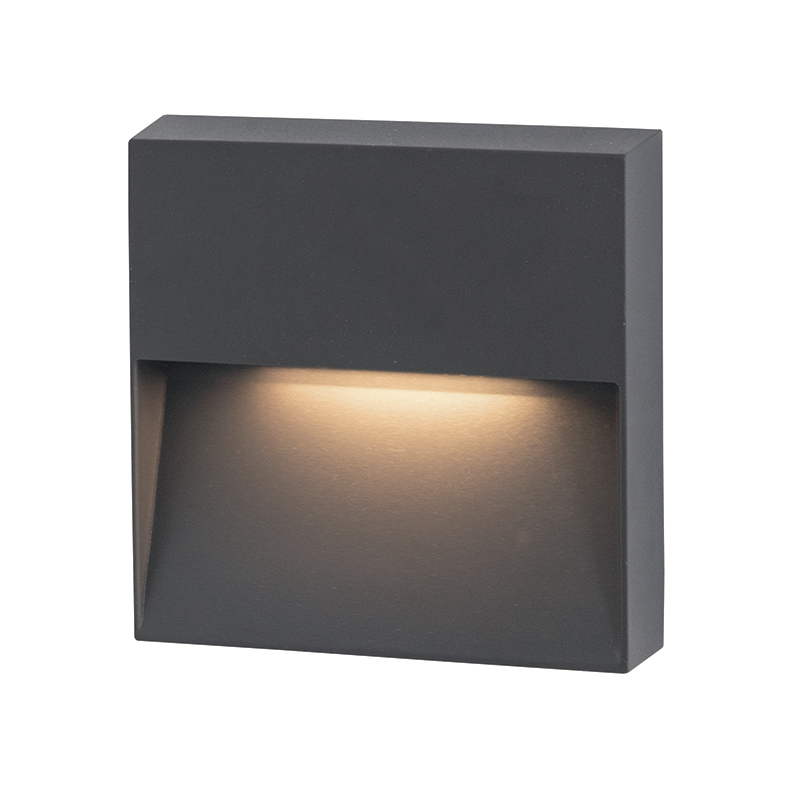 LED lauko laiptų šviestuvas 7W 3000K IP65 grafito spalvos, 5x16x16 cm, Sieninis, 7W