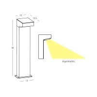 Lauko pastatomas šviestuvas LED 12W 3000K IP65 asimetrinis pilkas - Nuotrauka 4
