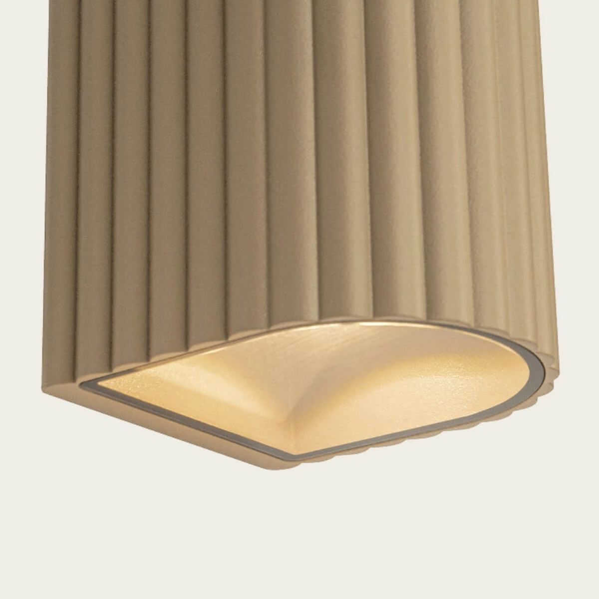 Beige Fluted Outdoor LED Wall Light
