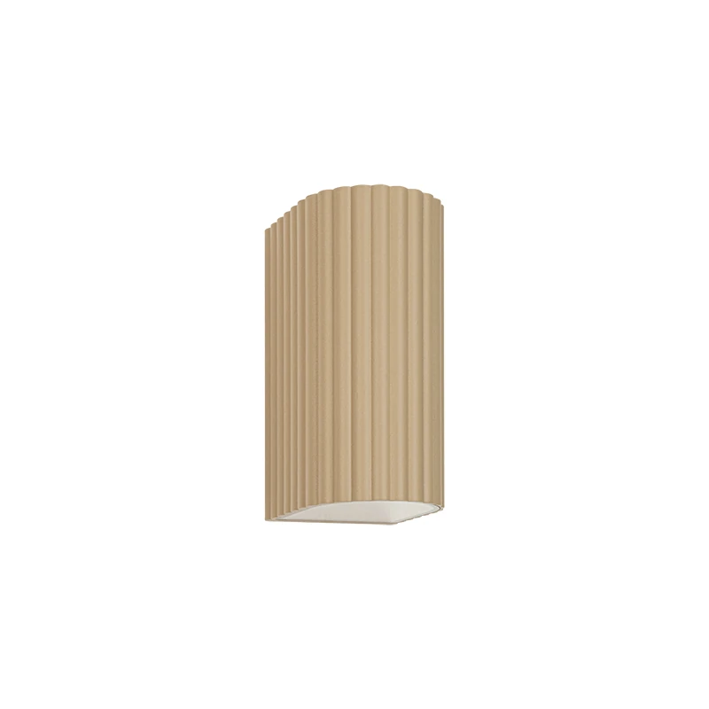Beige Fluted Outdoor LED Wall Light