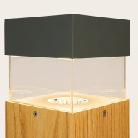 Modernus kvadratinis LED lauko šviestuvas, medžio imitacija ir pilkas, 15W 3000K, IP65 - Nuotrauka 3