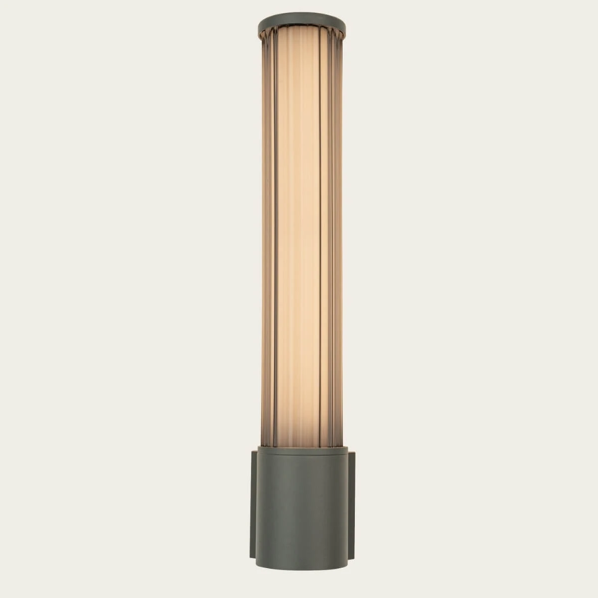 Fluted Cylindrical Outdoor LED Wall Light, Grey, IP54