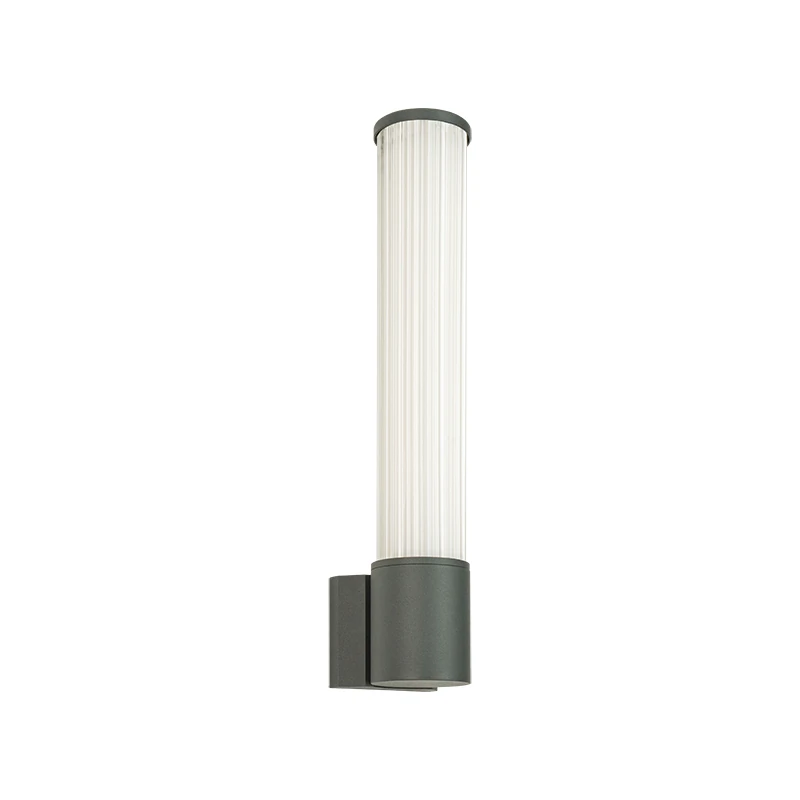 Fluted Cylindrical Outdoor LED Wall Light, Grey, IP54