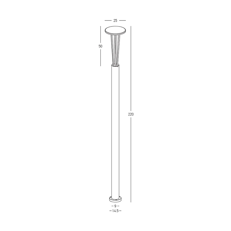 Modernus Pilkas LED Lauko Stulpinis Šviestuvas, 2.2m