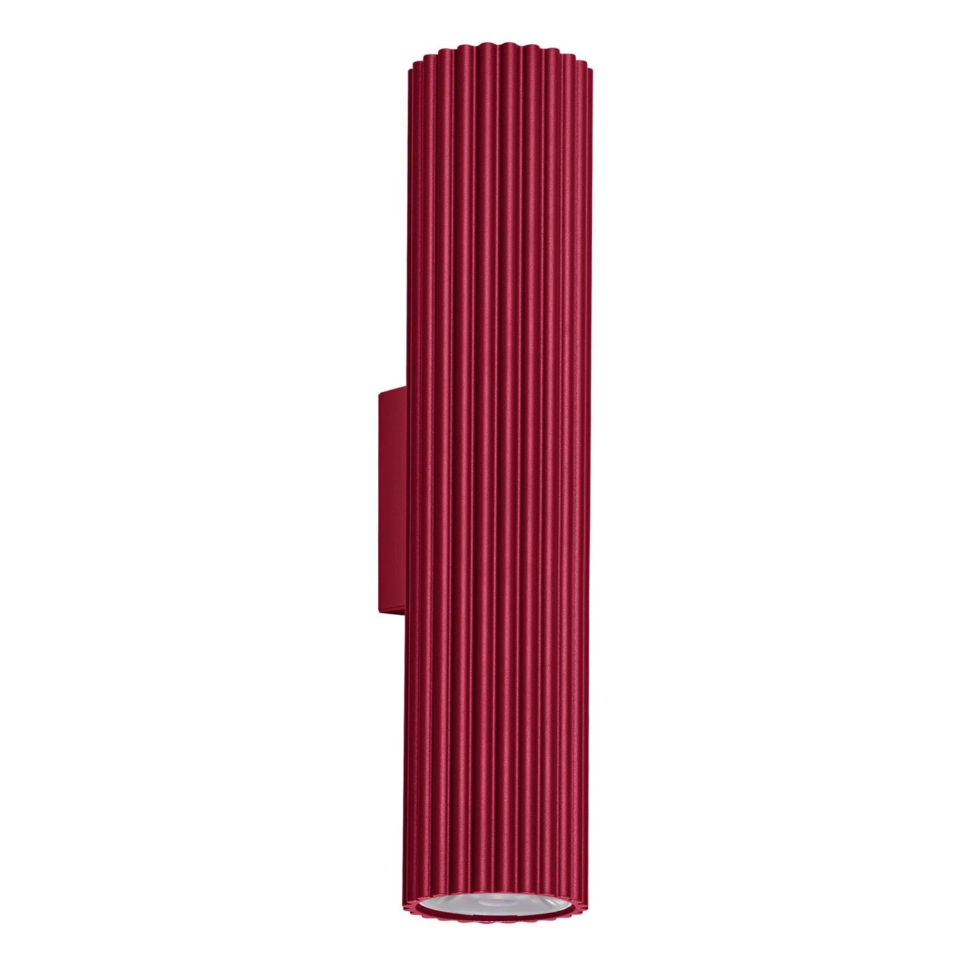 Wall lamp 30 cm – fluted cylinder, burgundy, DALI/PUSH DIMM