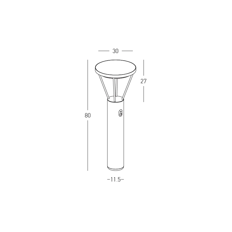 Grey Solar Bollard Lamp Post LED, 5W, IP65