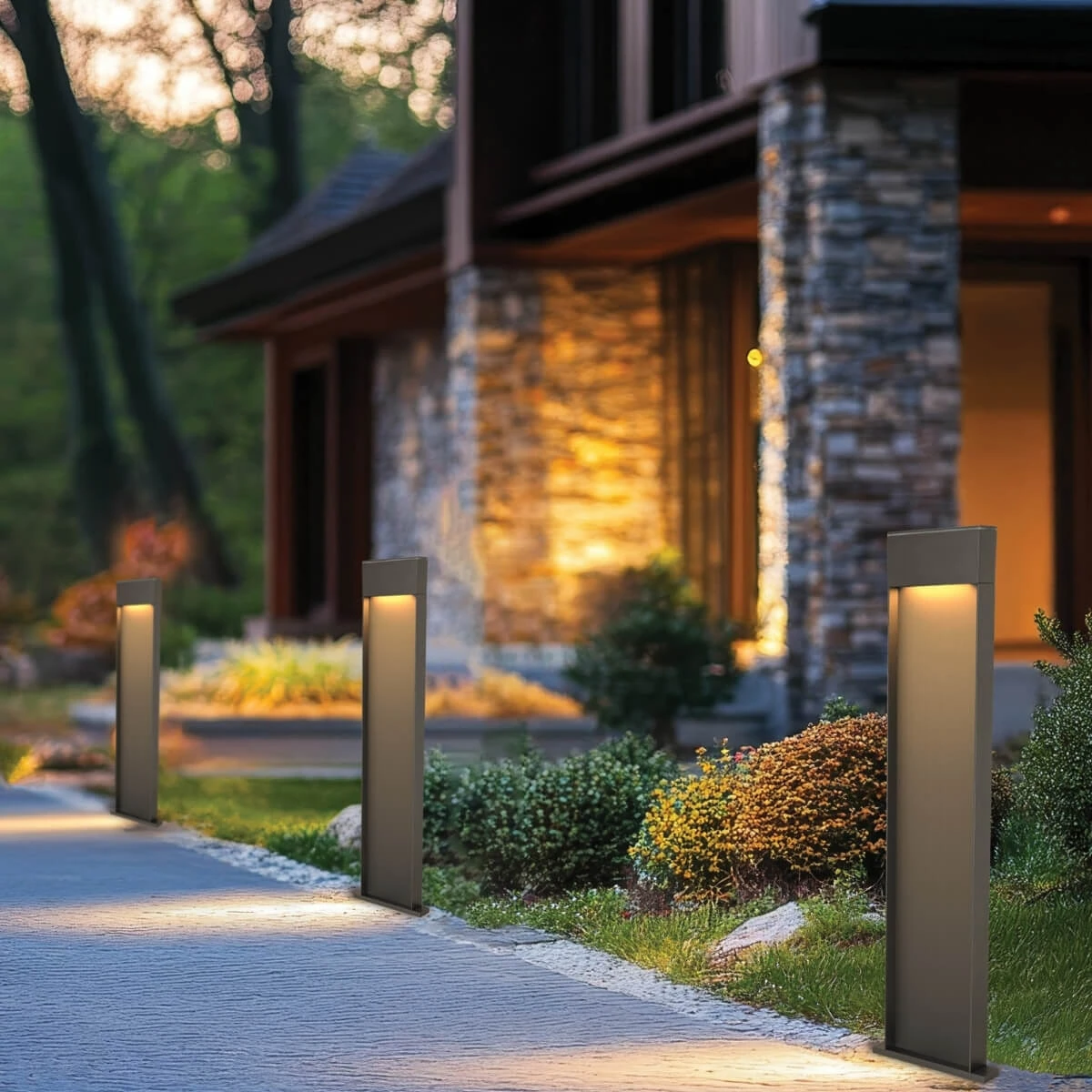 Grey LED Bollard Light 5W, 3000K, IP65, 75cm
