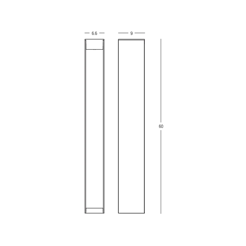 Bollard Light LED 12W CCT IP65, Grey, 9x6.6x60 cm