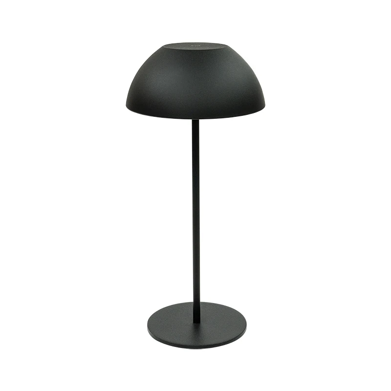 Matt Black Portable LED Table Lamp with Touch Dimming, 28cm